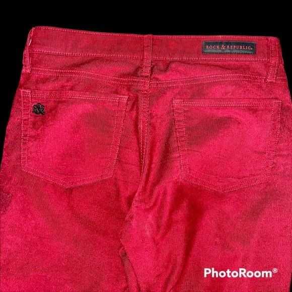 Rock & Republic Poison Apple Red Berlin Skinny Corduroy Pants Size 6 - Picture 15 of 16